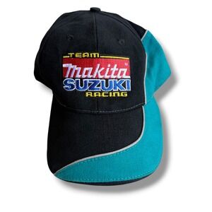 Team Makita Suzuki Racing Hat Black Teal Adjustable Strapback Motorcycle Racing